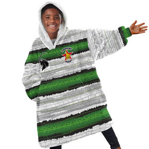 Custom Zimbabwe Rugby Kid Wearable Blanket Hoodie Geometric Chevron Wall Motif Stripes Style