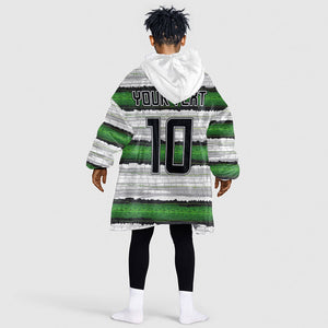 Custom Zimbabwe Rugby Kid Wearable Blanket Hoodie Geometric Chevron Wall Motif Stripes Style