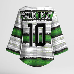 Custom Zimbabwe Rugby Kimono Sleeve Blouse Geometric Chevron Wall Motif Stripes Style