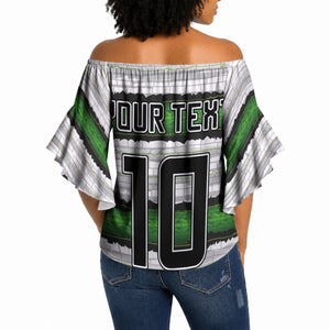 Custom Zimbabwe Rugby Off Shoulder Wrap Waist Top Geometric Chevron Wall Motif Stripes Style