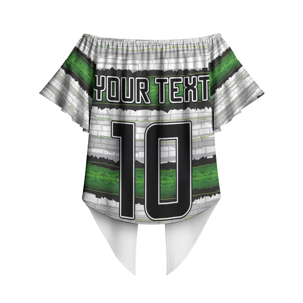 Custom Zimbabwe Rugby Off Shoulder Wrap Waist Top Geometric Chevron Wall Motif Stripes Style