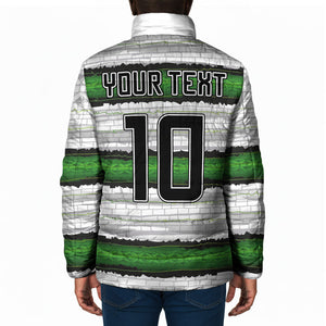 Custom Zimbabwe Rugby Padded Jacket Geometric Chevron Wall Motif Stripes Style