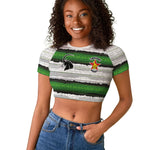 Custom Zimbabwe Rugby Raglan Cropped T shirt Geometric Chevron Wall Motif Stripes Style