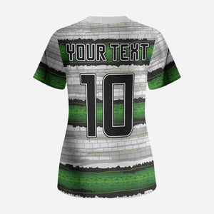Custom Zimbabwe Rugby Scrub Top Geometric Chevron Wall Motif Stripes Style