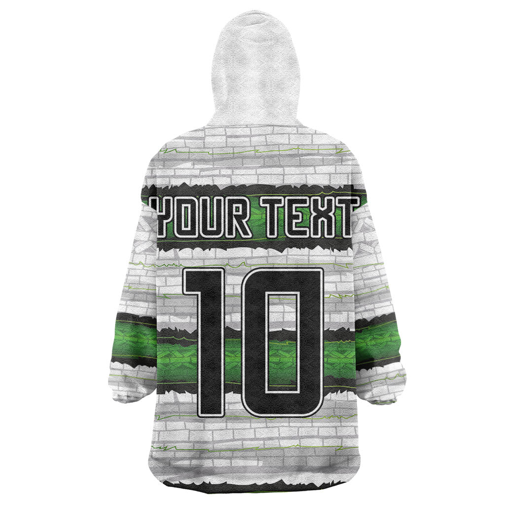 Custom Zimbabwe Rugby Wearable Blanket Hoodie Geometric Chevron Wall Motif Stripes Style