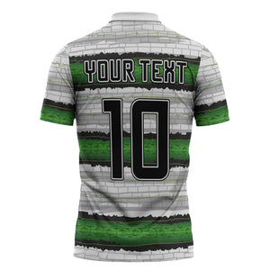 Custom Zimbabwe Rugby Zipper Polo Shirt Geometric Chevron Wall Motif Stripes Style