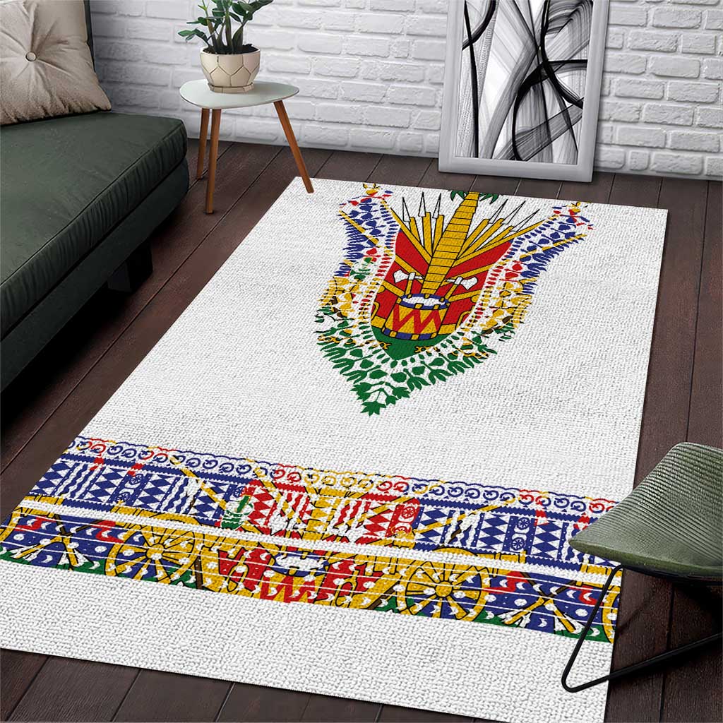 Haiti Flag Area Rug Traditional Dashiki White Color