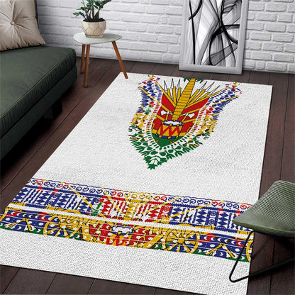 Haiti Flag Area Rug Traditional Dashiki White Color