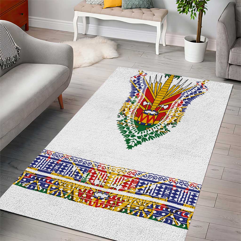 Haiti Flag Area Rug Traditional Dashiki White Color