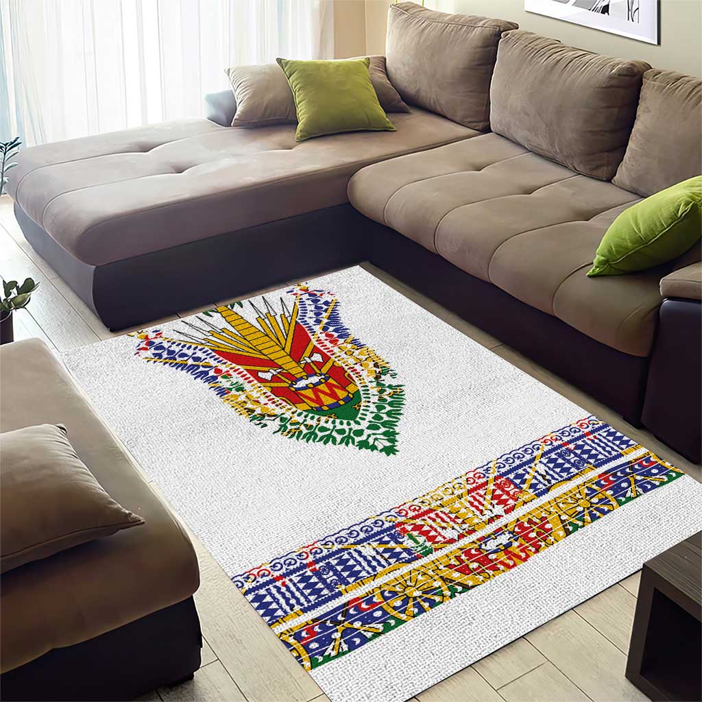 Haiti Flag Area Rug Traditional Dashiki White Color