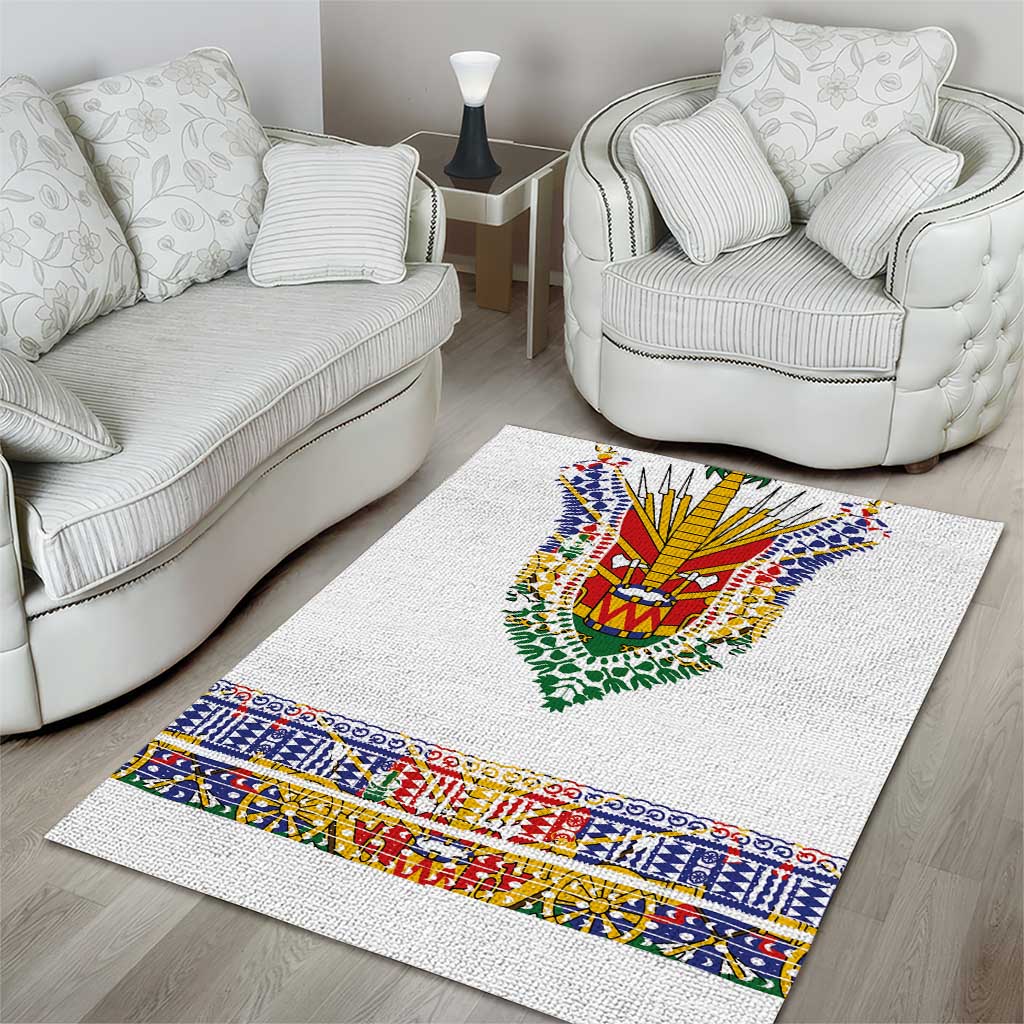 Haiti Flag Area Rug Traditional Dashiki White Color