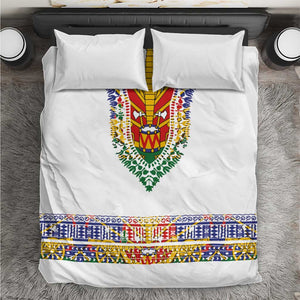 Haiti Flag Bedding Set Traditional Dashiki White Color