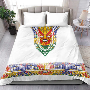Haiti Flag Bedding Set Traditional Dashiki White Color