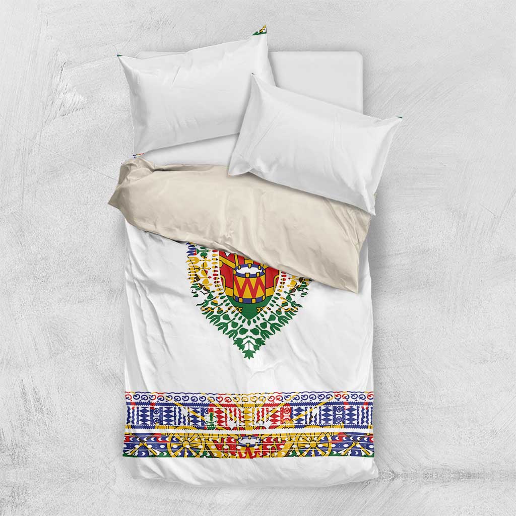 Haiti Flag Bedding Set Traditional Dashiki White Color