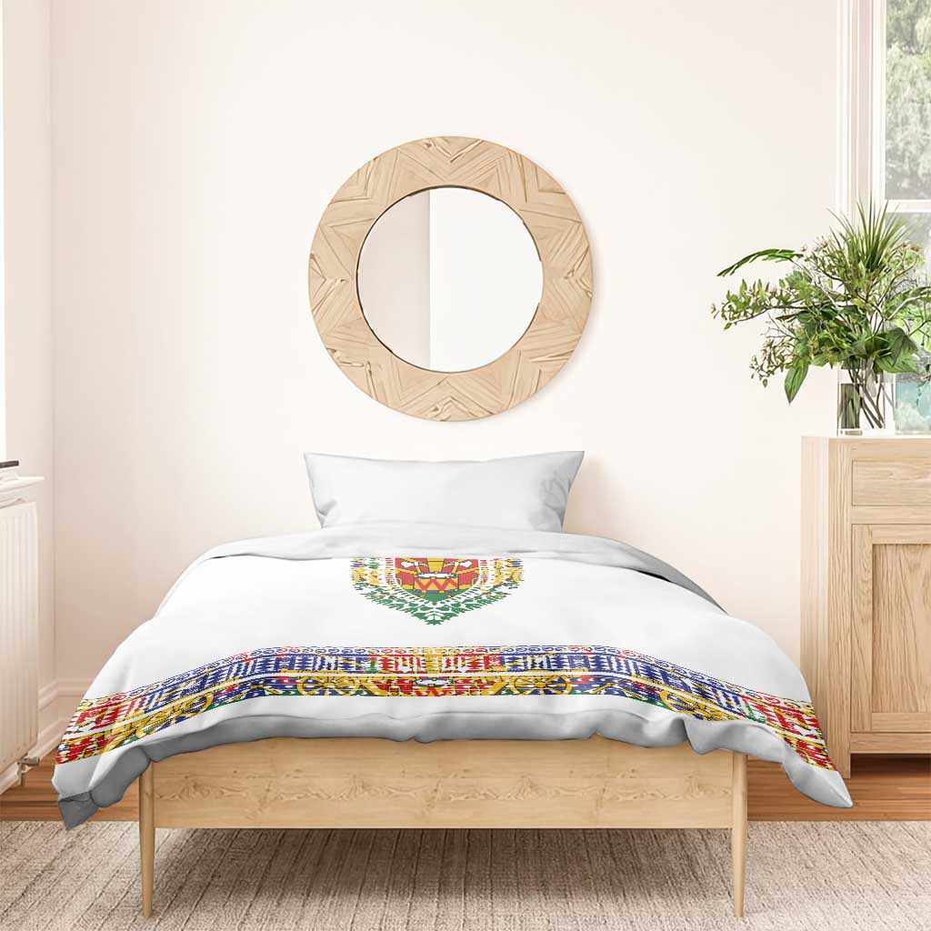 Haiti Flag Bedding Set Traditional Dashiki White Color