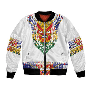 Haiti Flag Bomber Jacket Traditional Dashiki White Color