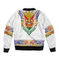 Haiti Flag Bomber Jacket Traditional Dashiki White Color