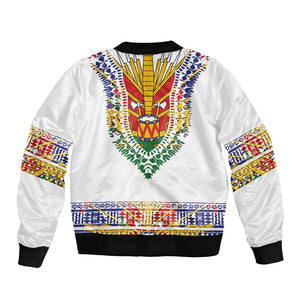 Haiti Flag Bomber Jacket Traditional Dashiki White Color