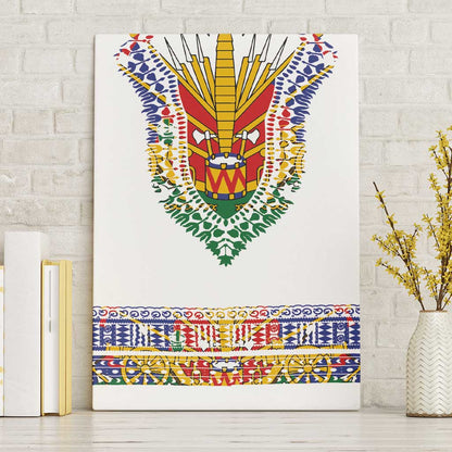 Haiti Flag Canvas Wall Art Traditional Dashiki White Color