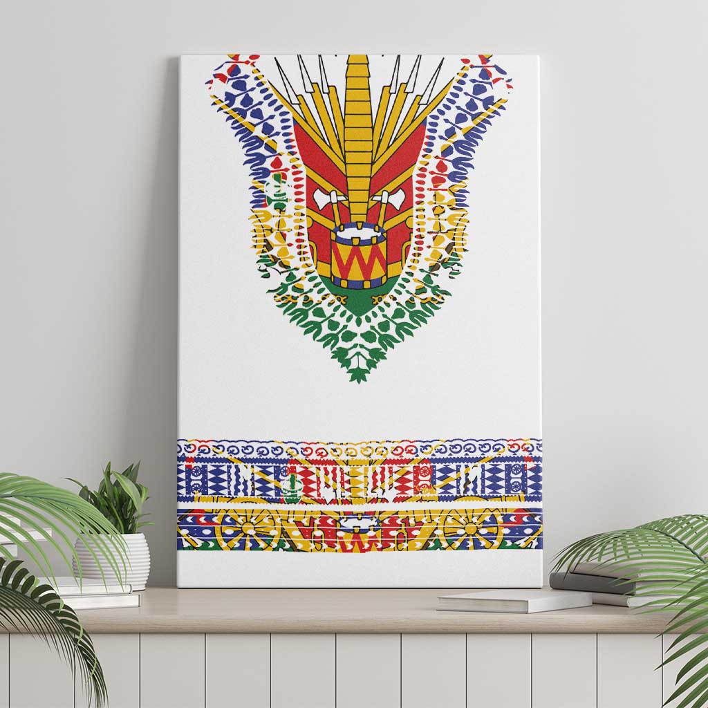 Haiti Flag Canvas Wall Art Traditional Dashiki White Color