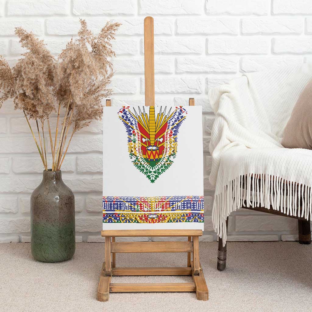 Haiti Flag Canvas Wall Art Traditional Dashiki White Color
