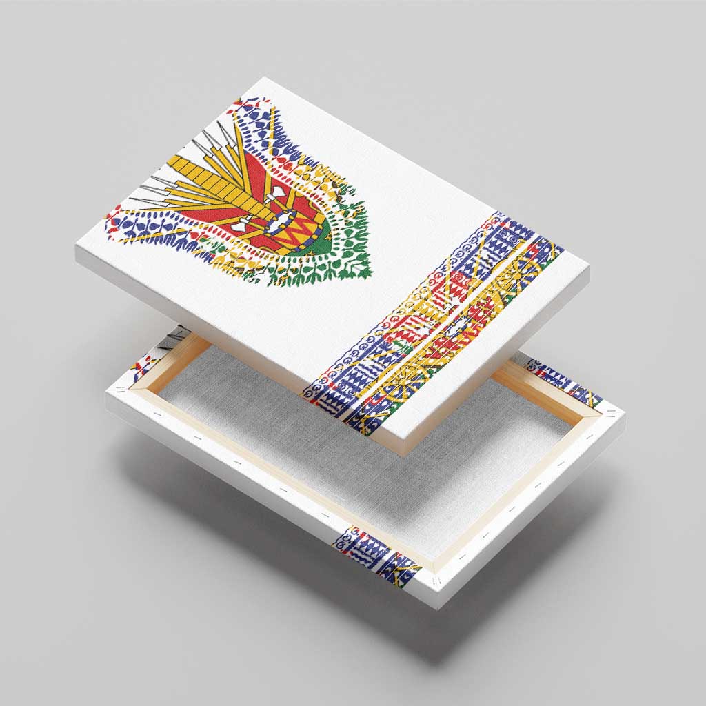 Haiti Flag Canvas Wall Art Traditional Dashiki White Color