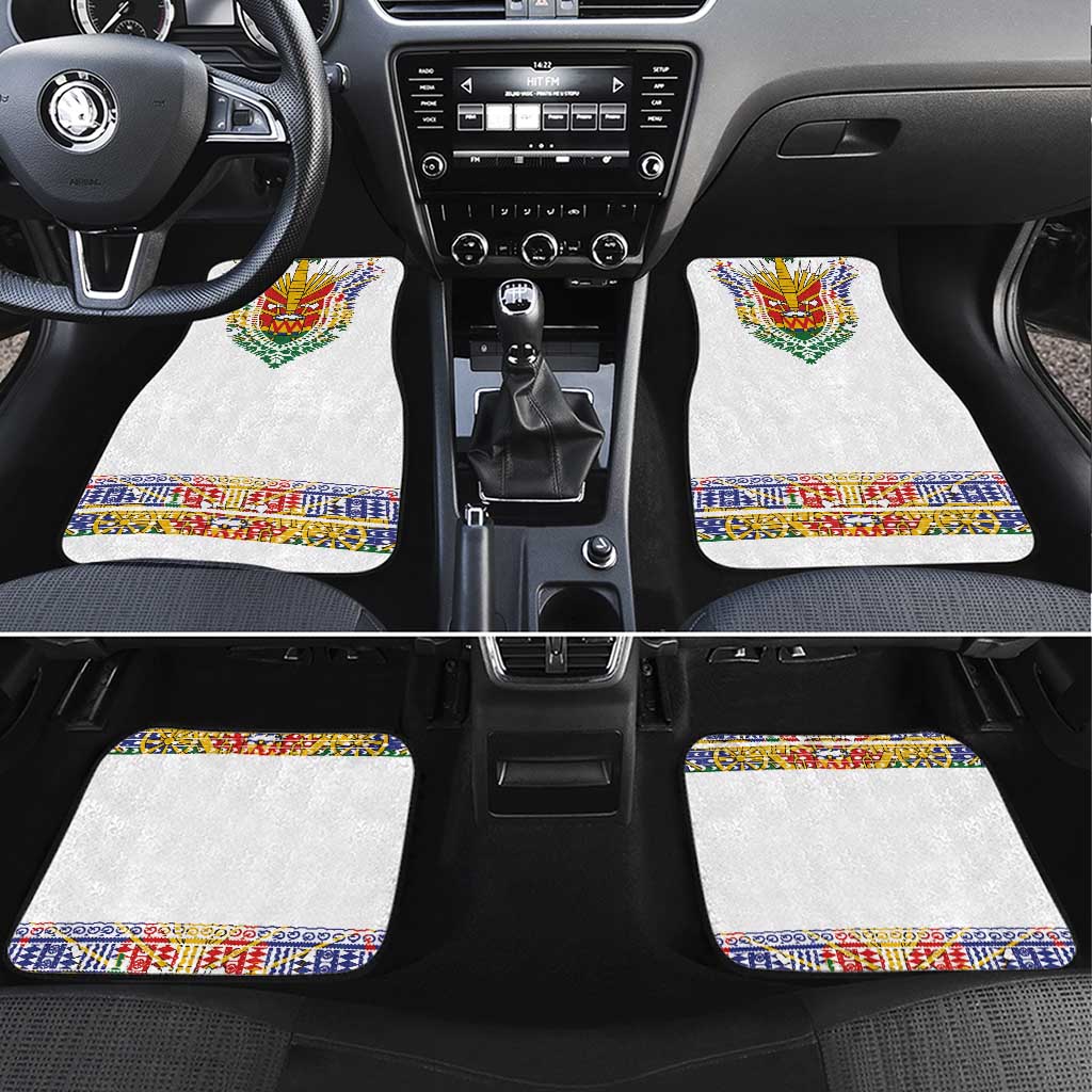Haiti Flag Car Mats Traditional Dashiki White Color