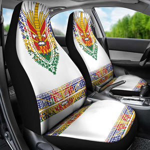 Haiti Flag Car Seat Cover Traditional Dashiki White Color