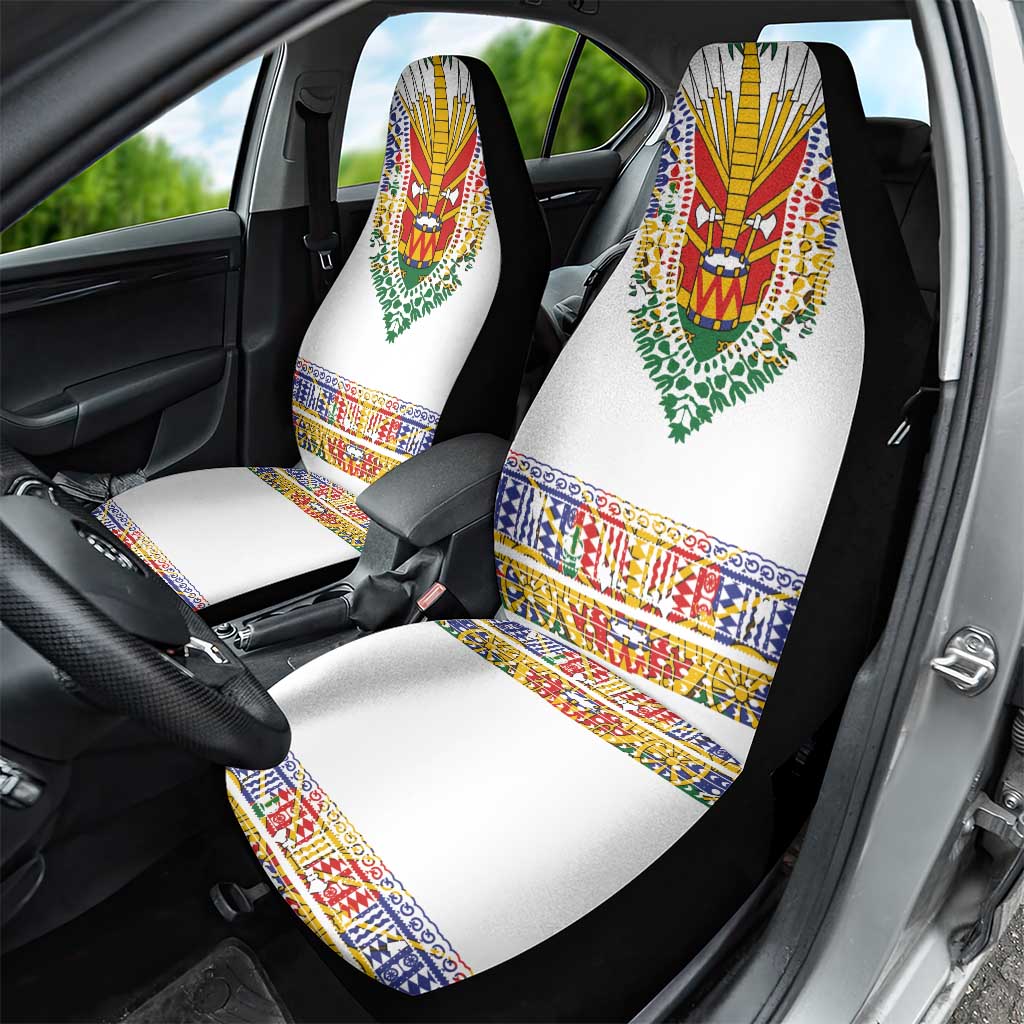Haiti Flag Car Seat Cover Traditional Dashiki White Color