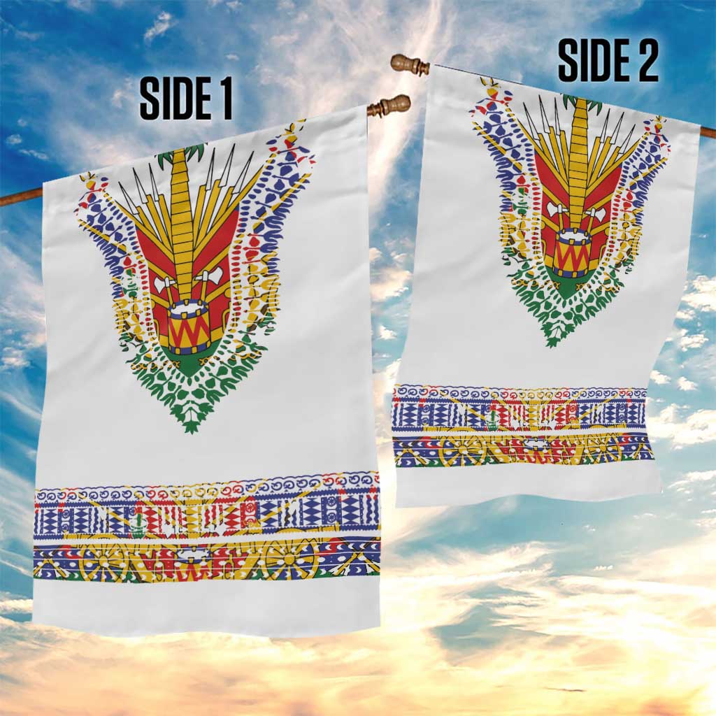Haiti Flag Garden Flag Traditional Dashiki White Color