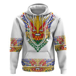 Haiti Flag Hoodie Traditional Dashiki White Color