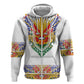 Haiti Flag Hoodie Traditional Dashiki White Color