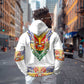 Haiti Flag Hoodie Traditional Dashiki White Color
