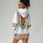 Haiti Flag Hoodie Dress Traditional Dashiki White Color