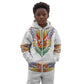 Haiti Flag Kid Hoodie Traditional Dashiki White Color