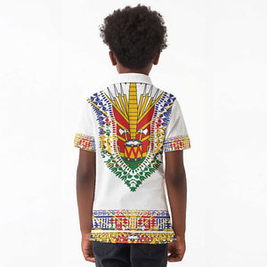 Haiti Flag Kid Polo Shirt Traditional Dashiki White Color
