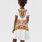 Haiti Flag Kid Short Sleeve Dress Traditional Dashiki White Color