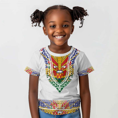 Haiti Flag Kid T shirt Traditional Dashiki White Color