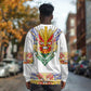 Haiti Flag Long Sleeve Shirt Traditional Dashiki White Color
