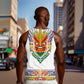 Haiti Flag Men Tank Top Traditional Dashiki White Color