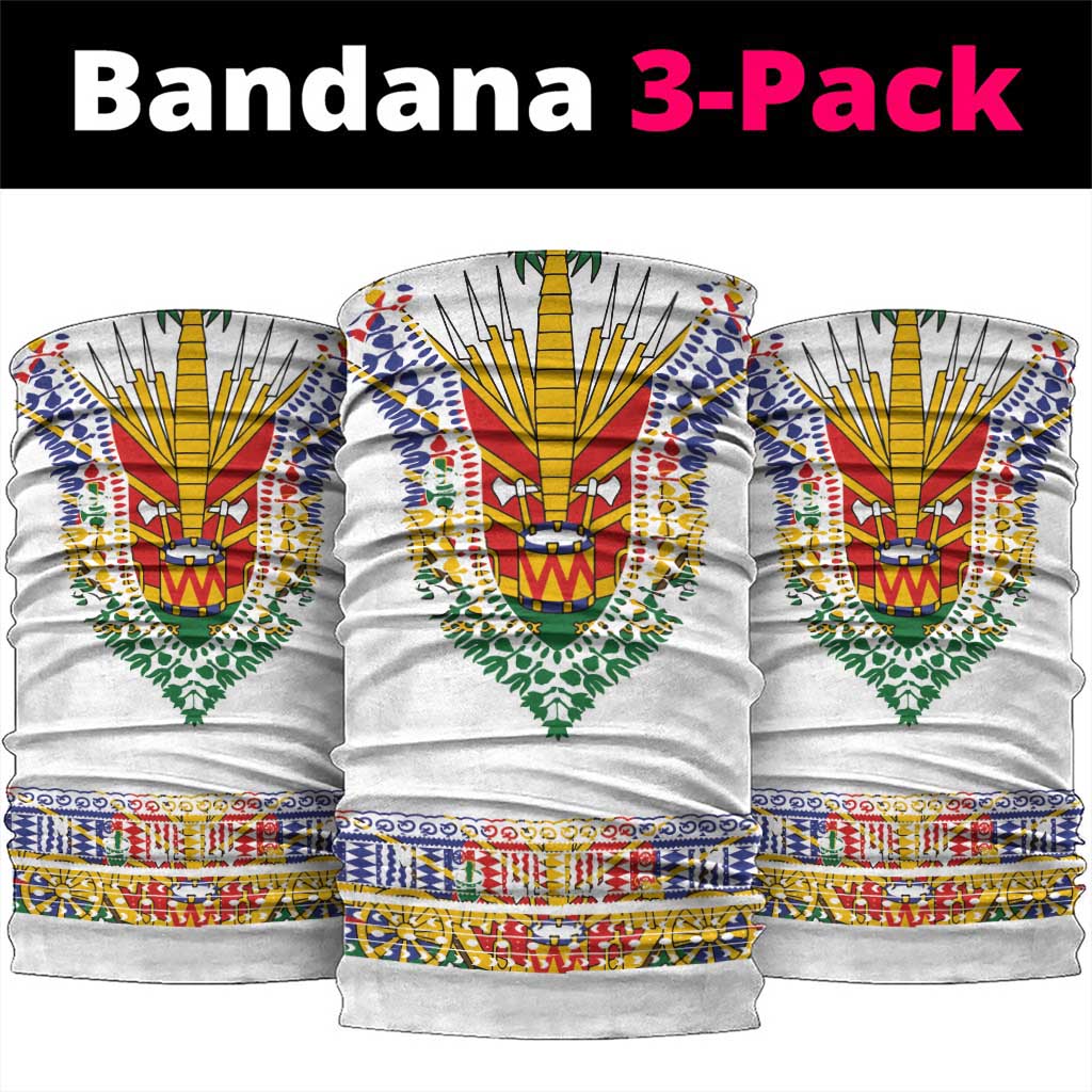 Haiti Flag Neck Gaiter Traditional Dashiki White Color LT03