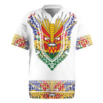 Haiti Flag Rugby Jersey Traditional Dashiki White Color