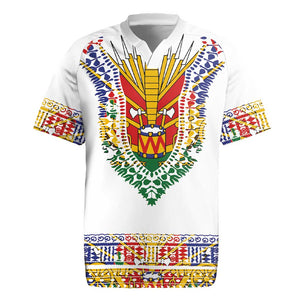 Haiti Flag Rugby Jersey Traditional Dashiki White Color