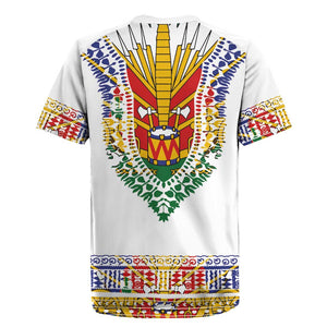 Haiti Flag Rugby Jersey Traditional Dashiki White Color