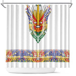Haiti Flag Shower Curtain Traditional Dashiki White Color
