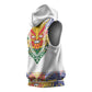 Haiti Flag Sleeveless Hoodie Traditional Dashiki White Color - African Pride