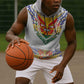 Haiti Flag Sleeveless Hoodie Traditional Dashiki White Color - African Pride