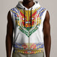 Haiti Flag Sleeveless Zip Hoodie Traditional Dashiki White Color - African Pride