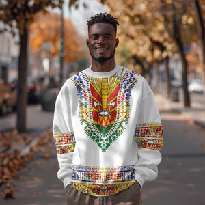 Haiti Flag Sweatshirt Traditional Dashiki White Color