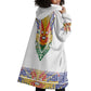 Haiti Flag Wearable Blanket Hoodie Traditional Dashiki White Color